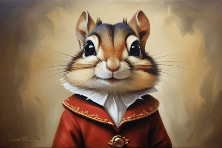 Beautiful portrait oil painting of an aristocrat chipmunk